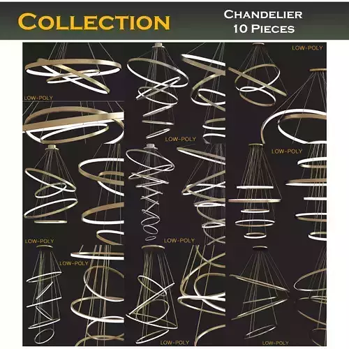 Chandelier collection low poly 3d models Low-poly 3D model