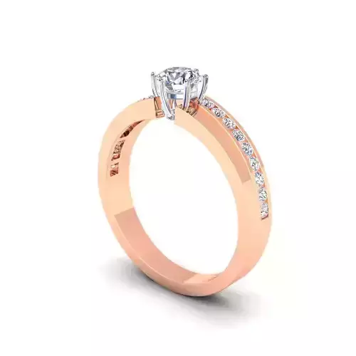 New Woman Solitaire Diamond Ring 3d Model 