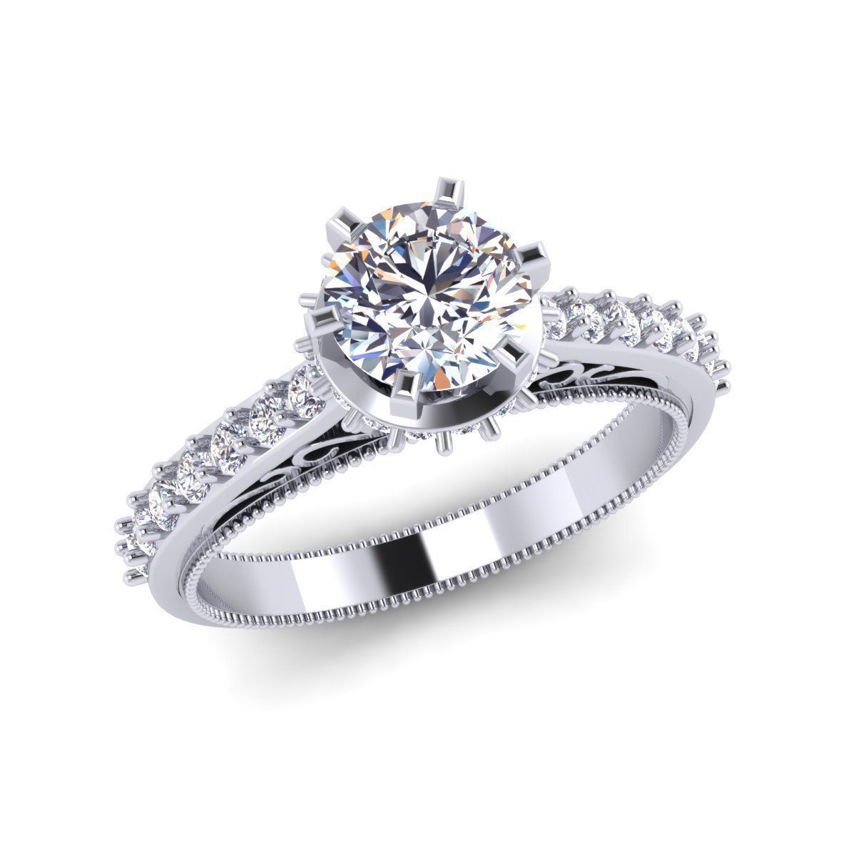 Wedding Woman Solitaire Diamond Ring 3d Model print  3D print model_1