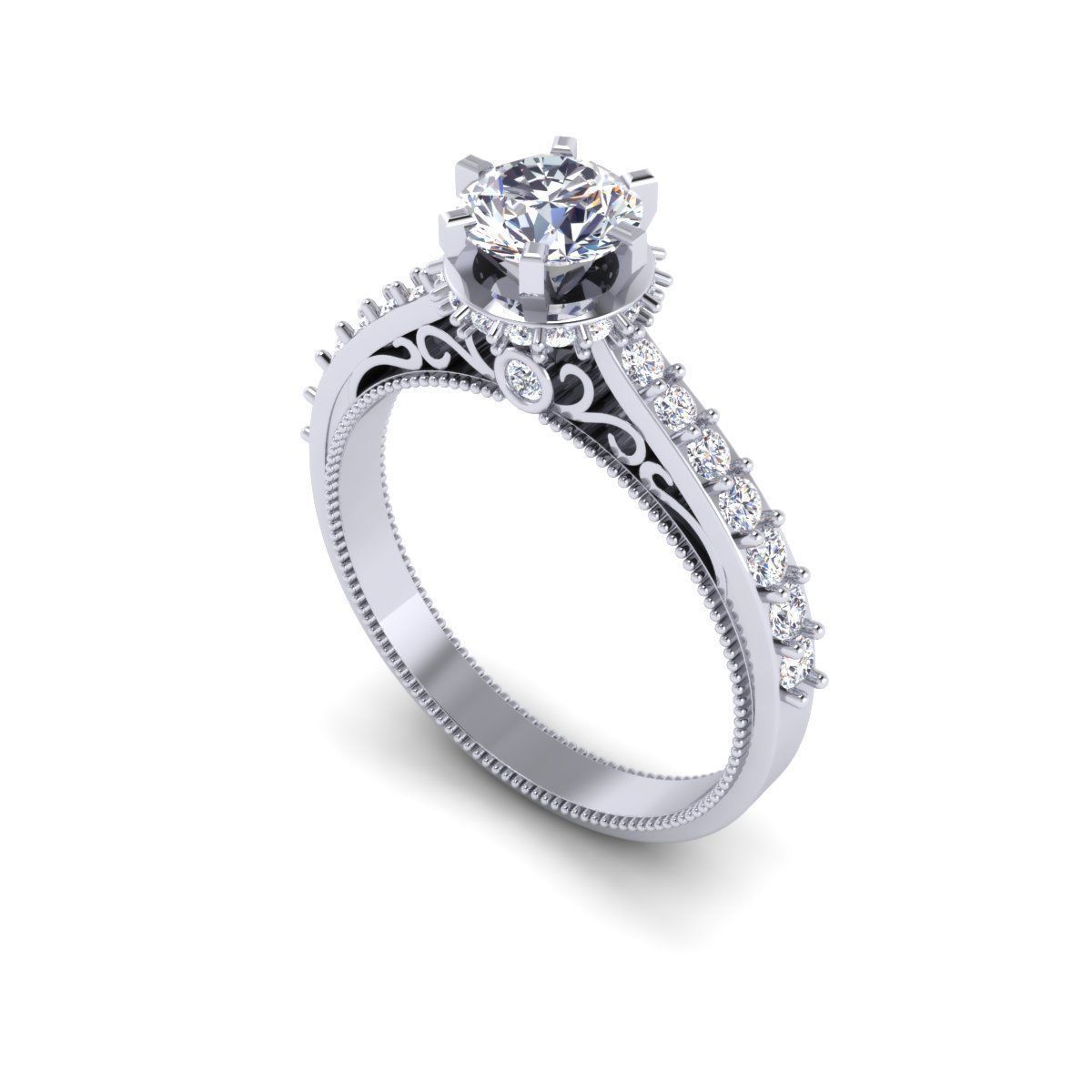 Wedding Woman Solitaire Diamond Ring 3d Model print  3D print model_7