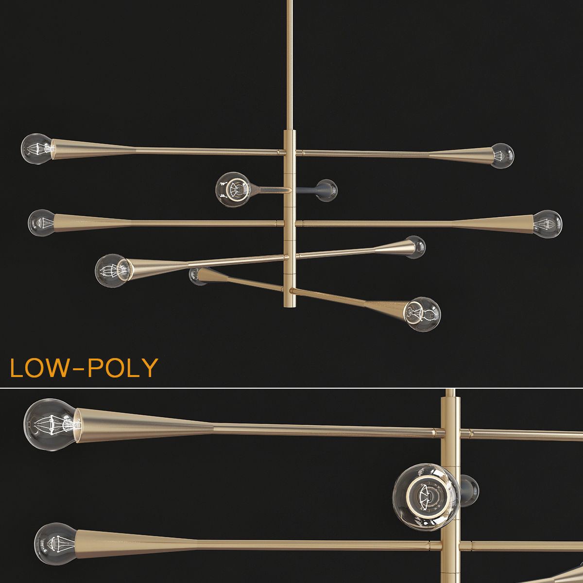 chandelier collection low poly 3d model ceiling light with fo... Low-poly 3D model_16