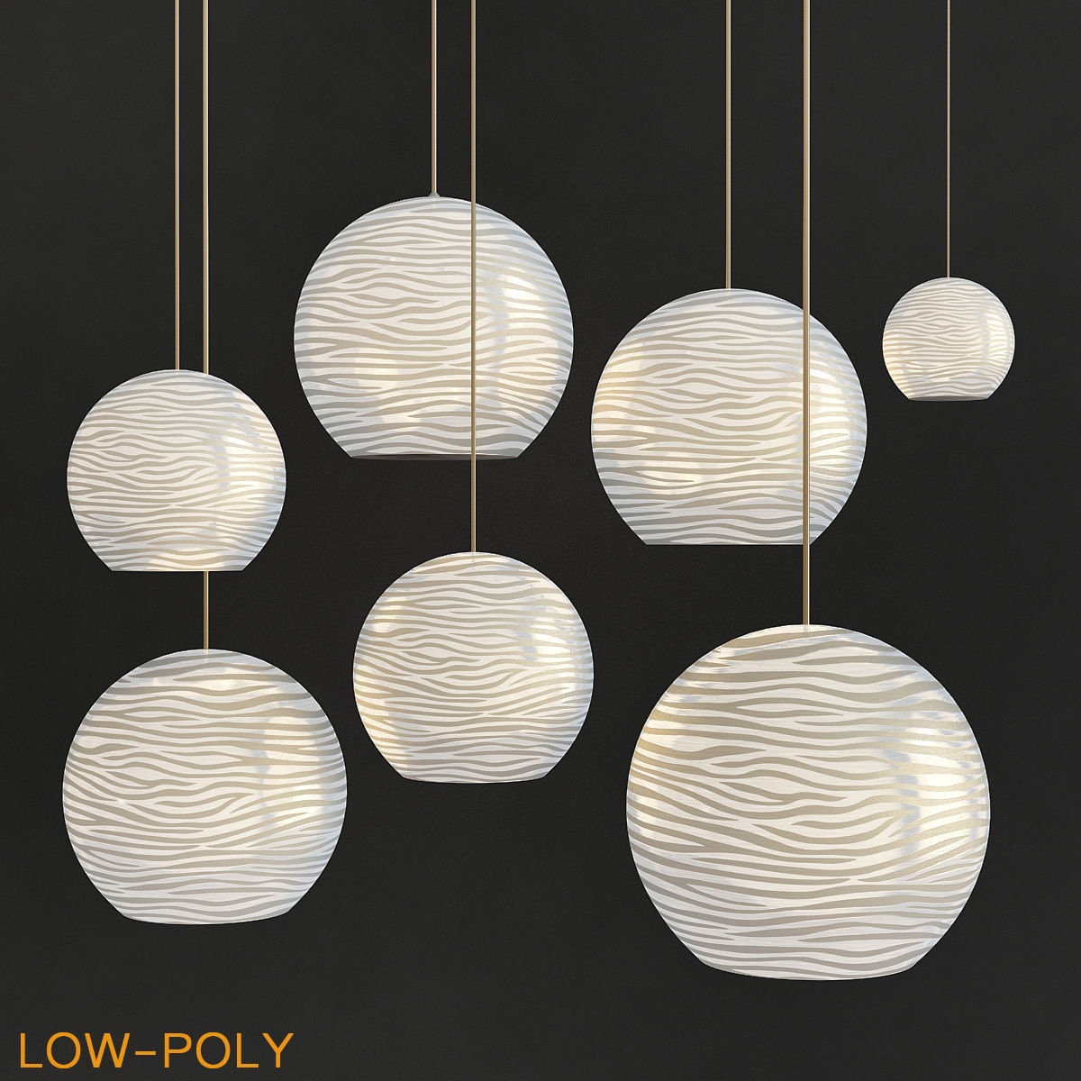 chandelier collection low poly 3d model ceiling light with fo... Low-poly 3D model_9