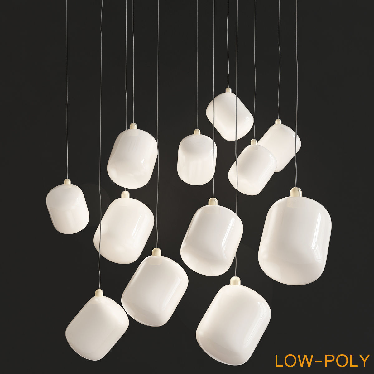 chandelier collection low poly 3d model ceiling light with fo... Low-poly 3D model_1