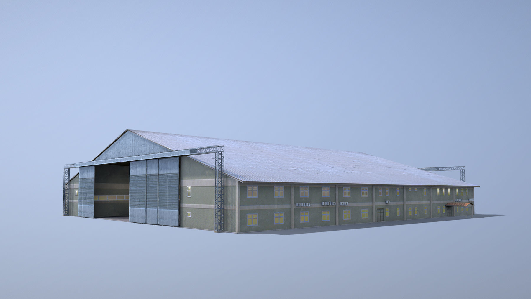 MilitaryBase PortoVelho Hangar 01 Low-poly 3D model_4