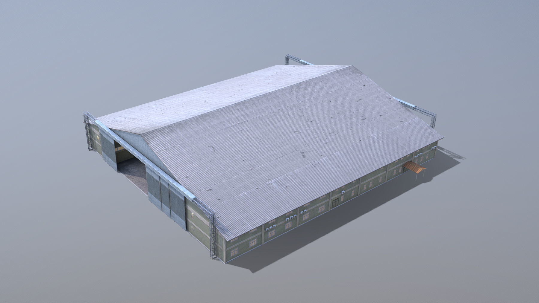 MilitaryBase PortoVelho Hangar 01 Low-poly 3D model_8
