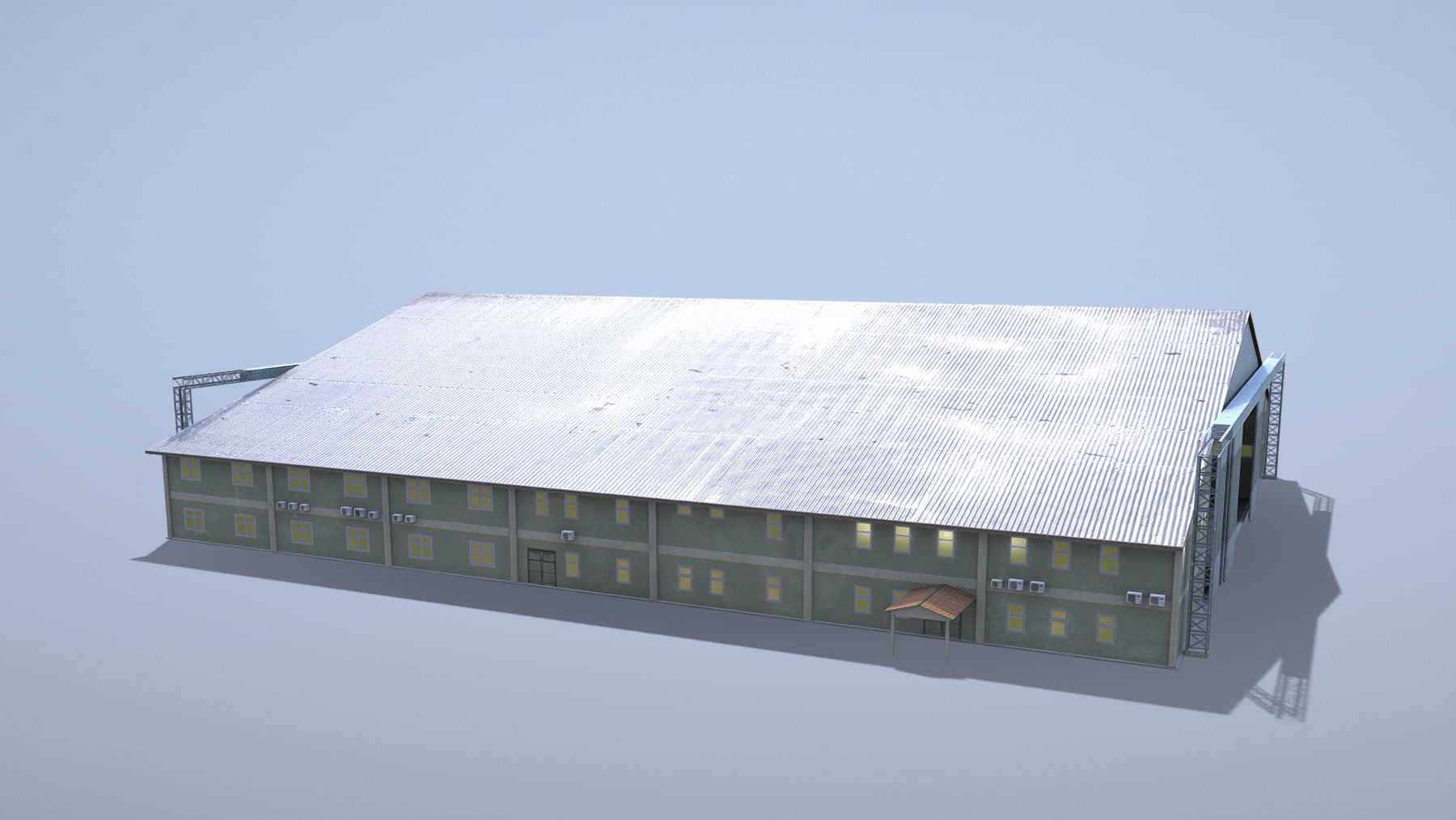 MilitaryBase PortoVelho Hangar 01 Low-poly 3D model_3