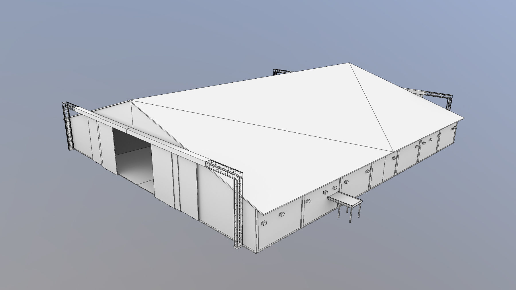 MilitaryBase PortoVelho Hangar 01 Low-poly 3D model_13