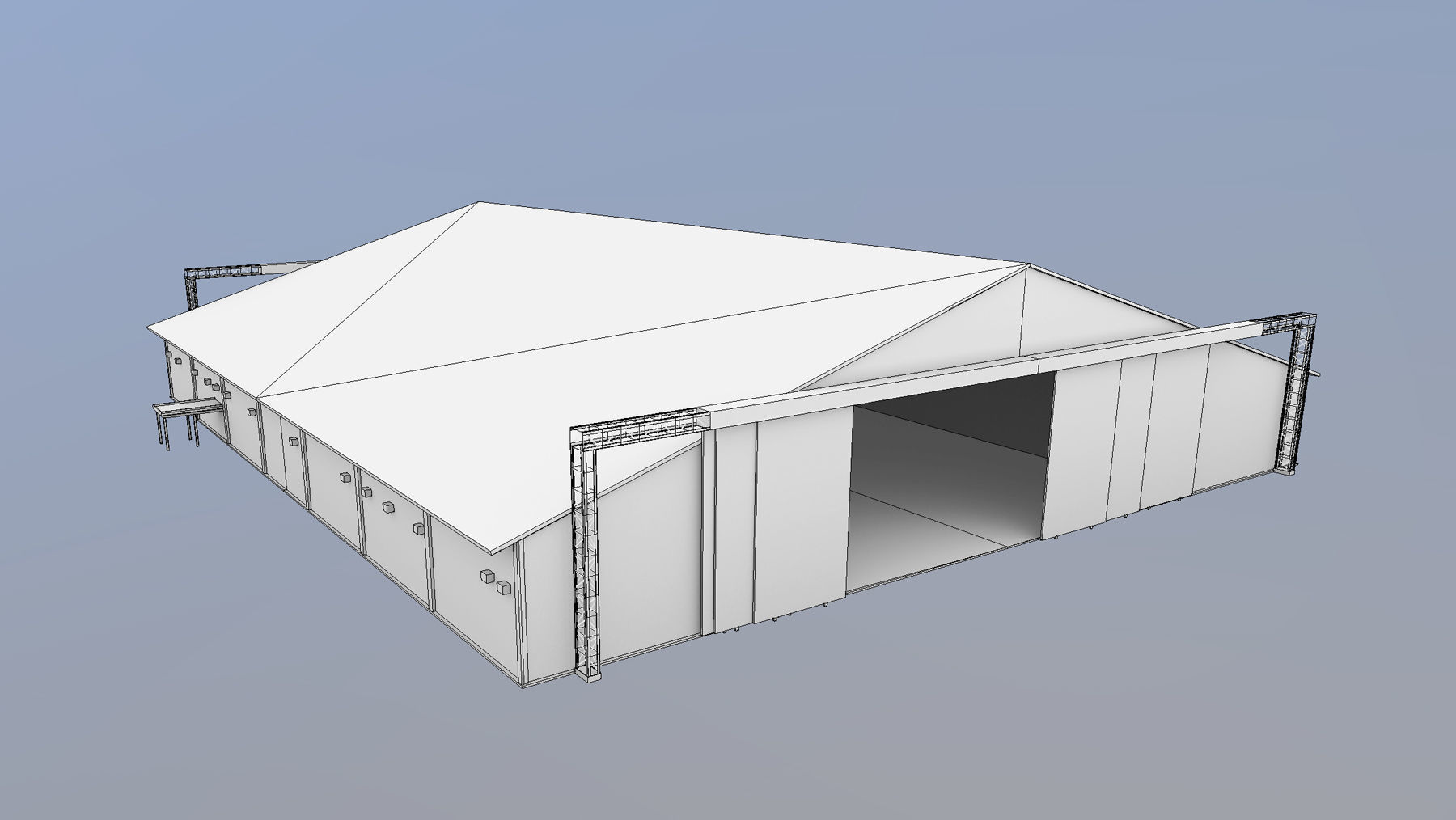 MilitaryBase PortoVelho Hangar 01 Low-poly 3D model_14