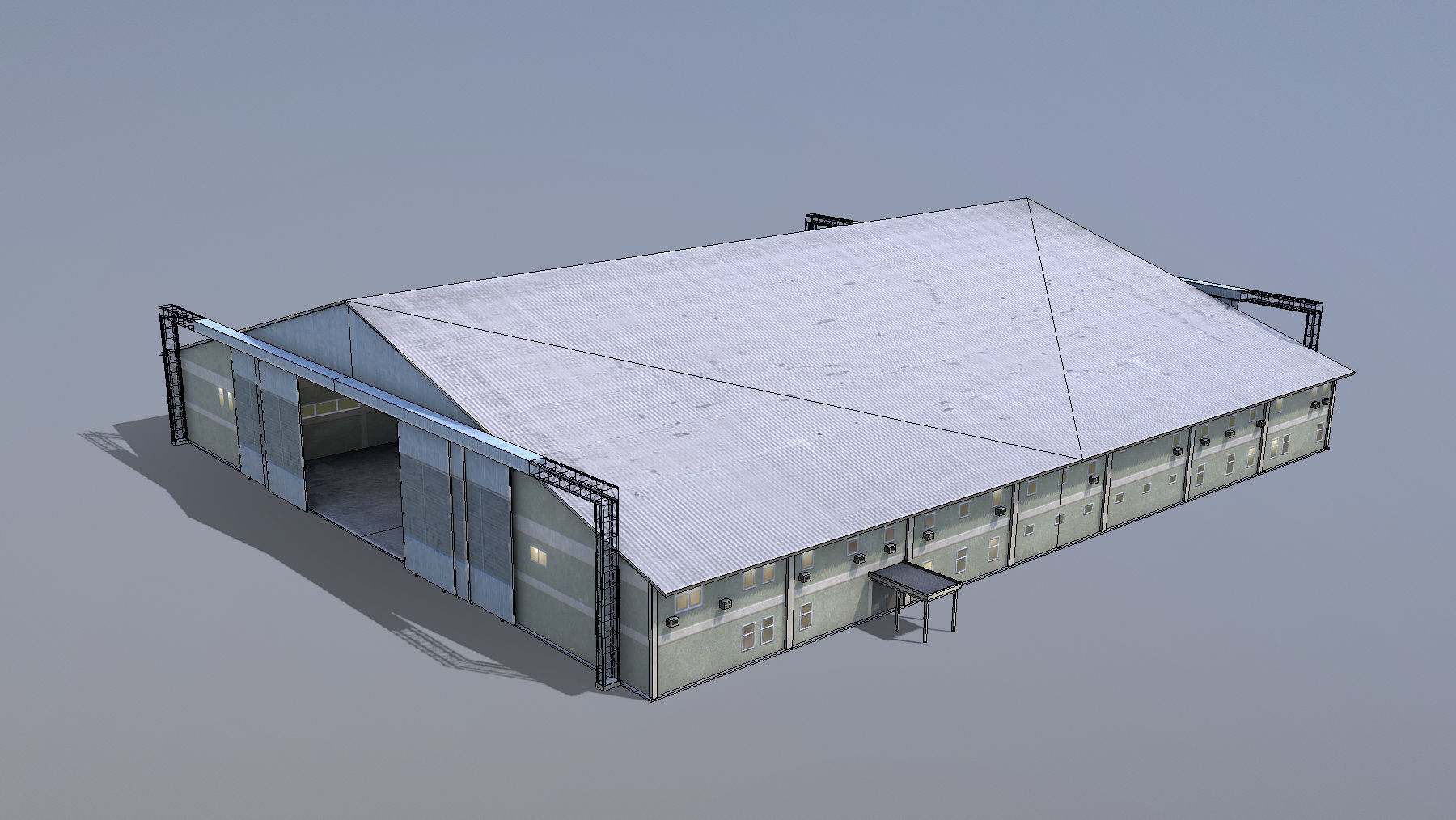 MilitaryBase PortoVelho Hangar 01 Low-poly 3D model_9
