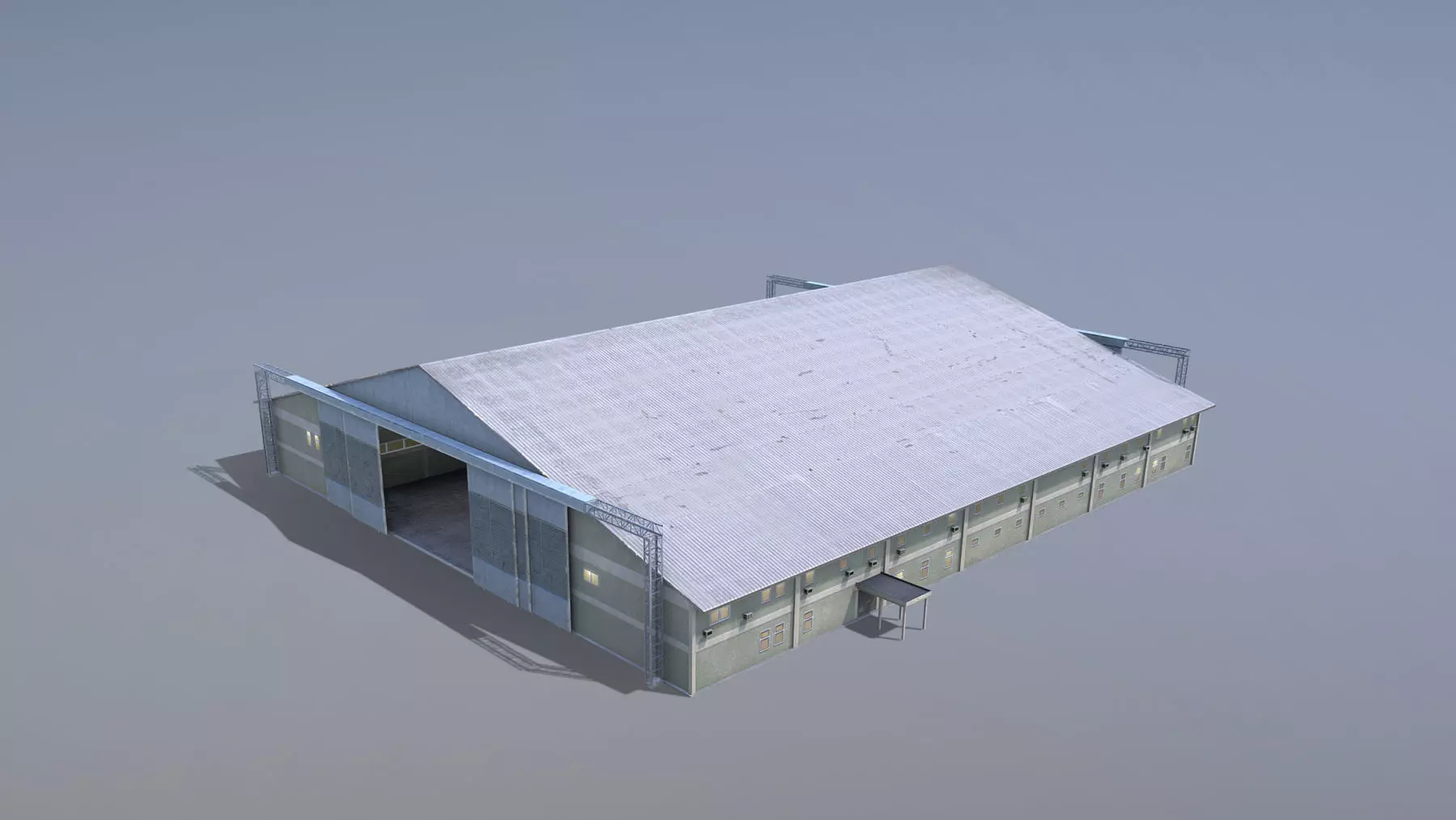 MilitaryBase PortoVelho Hangar 01 Low-poly 3D model_0