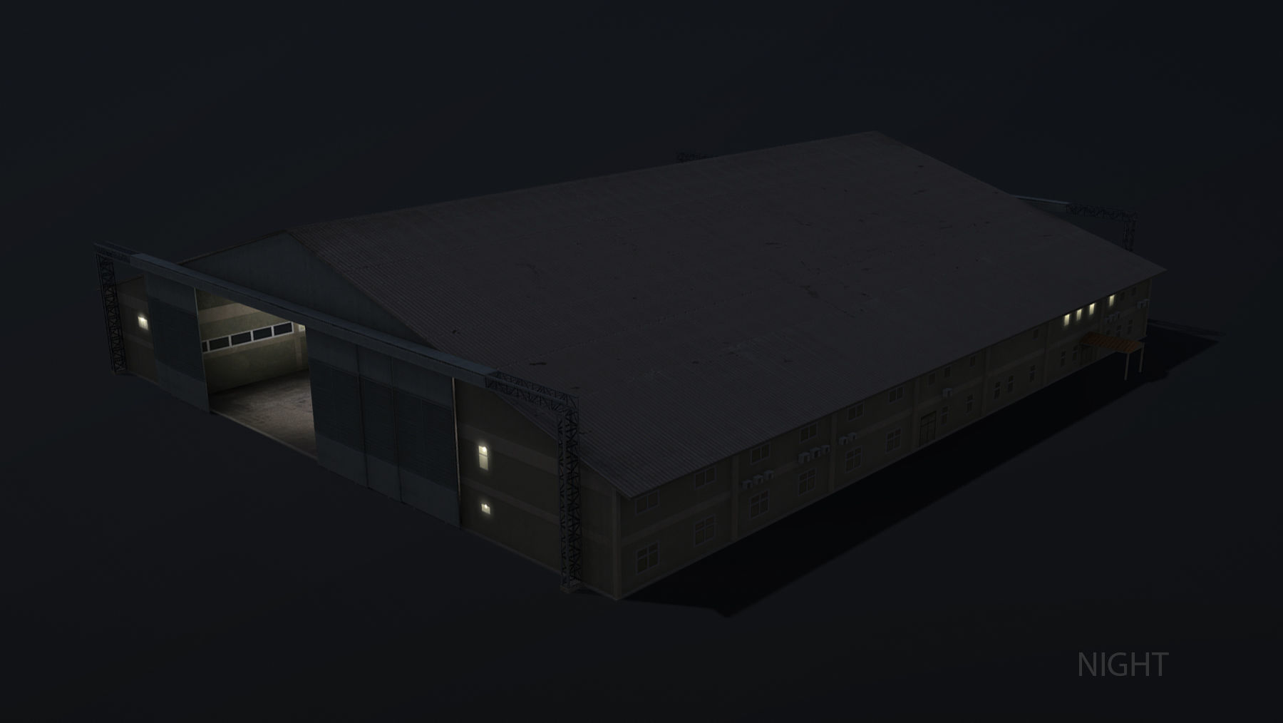 MilitaryBase PortoVelho Hangar 01 Low-poly 3D model_16