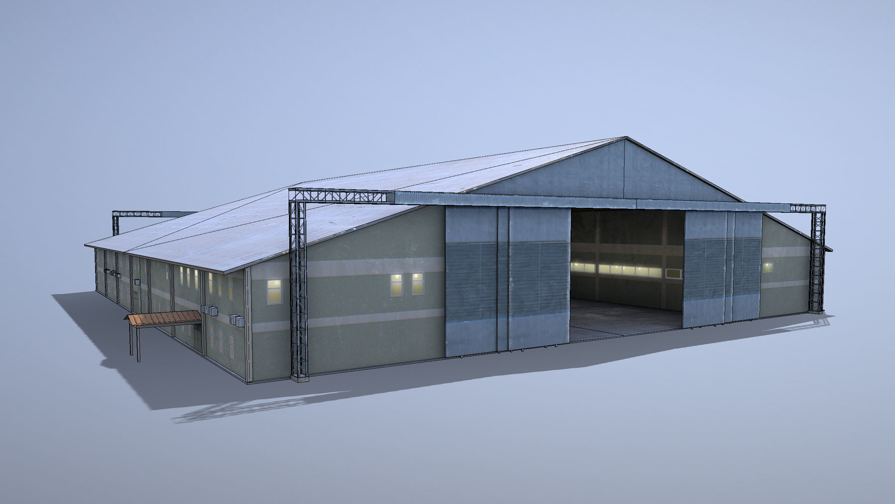 MilitaryBase PortoVelho Hangar 01 Low-poly 3D model_10