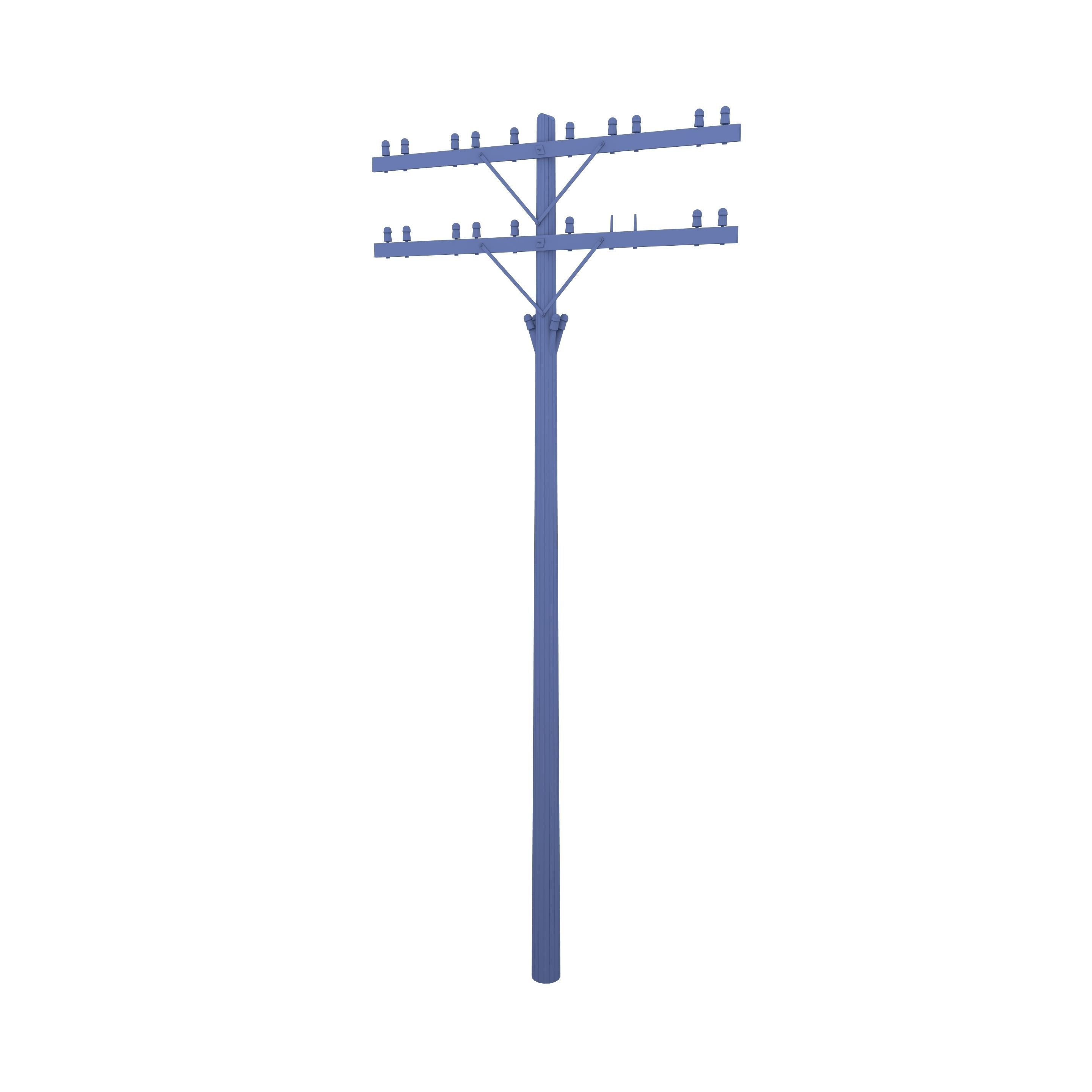Electricity Pole 9 Weathered Low-poly 3D model_7