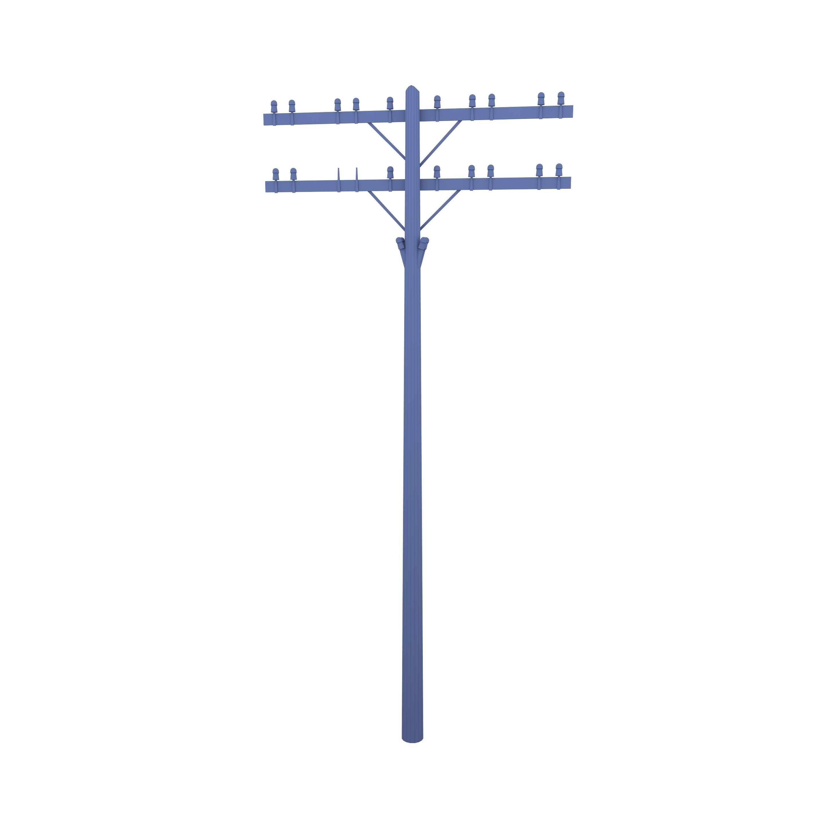 Electricity Pole 9 Weathered Low-poly 3D model_8