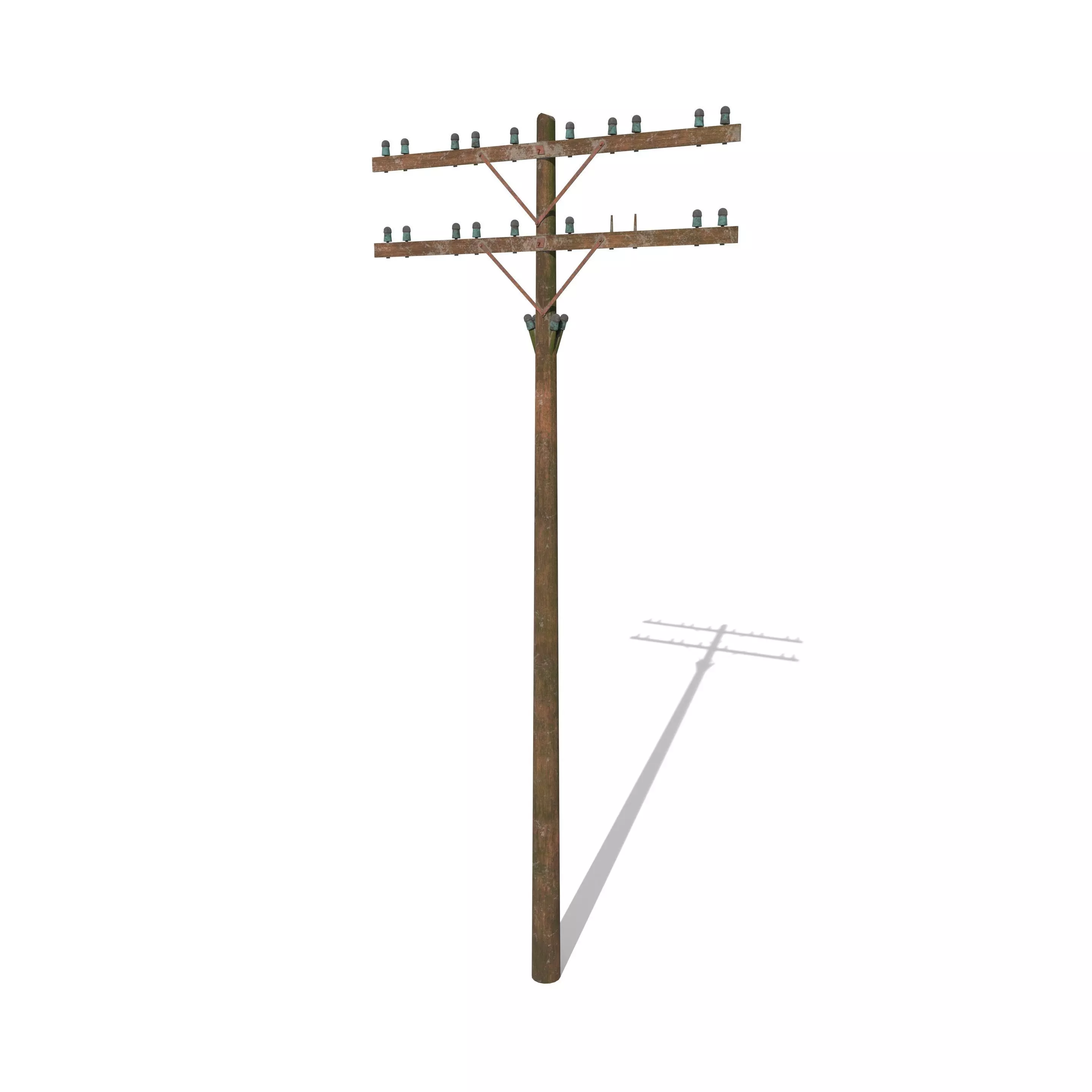 Electricity Pole 9 Weathered Low-poly 3D model_0