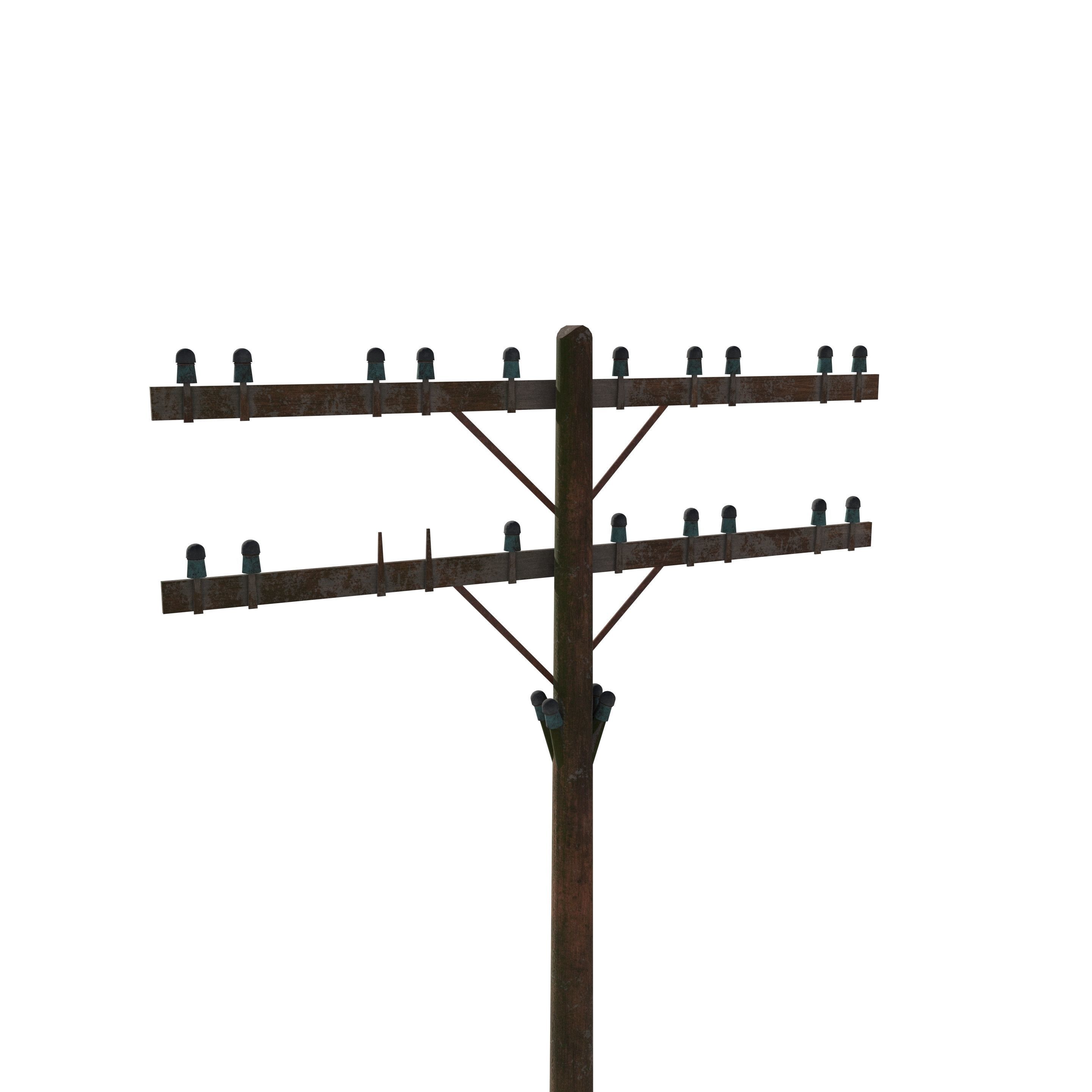 Electricity Pole 9 Weathered Low-poly 3D model_3