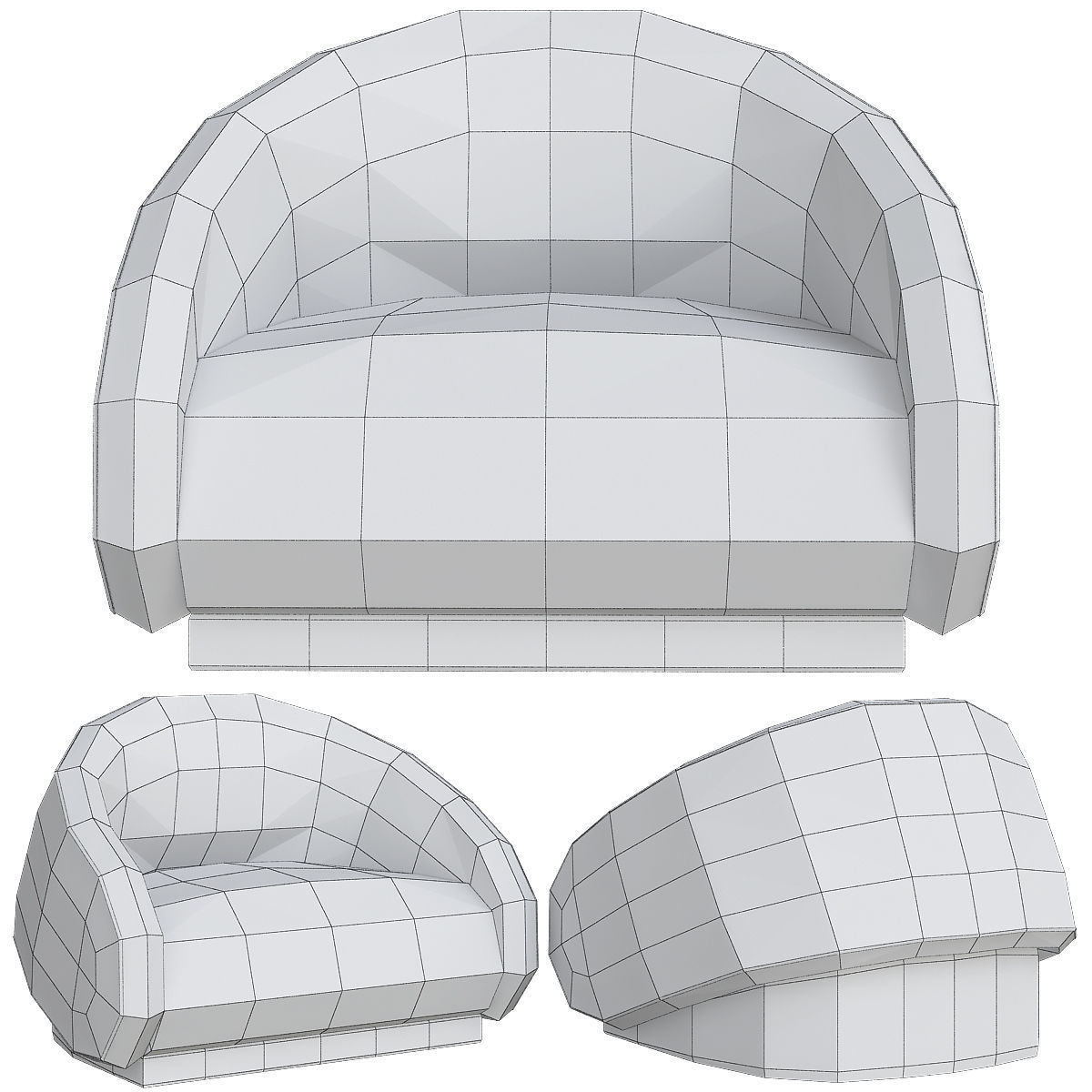 Armchair collection low poly 3d model - chair with wooden legs Low-poly 3D model_21