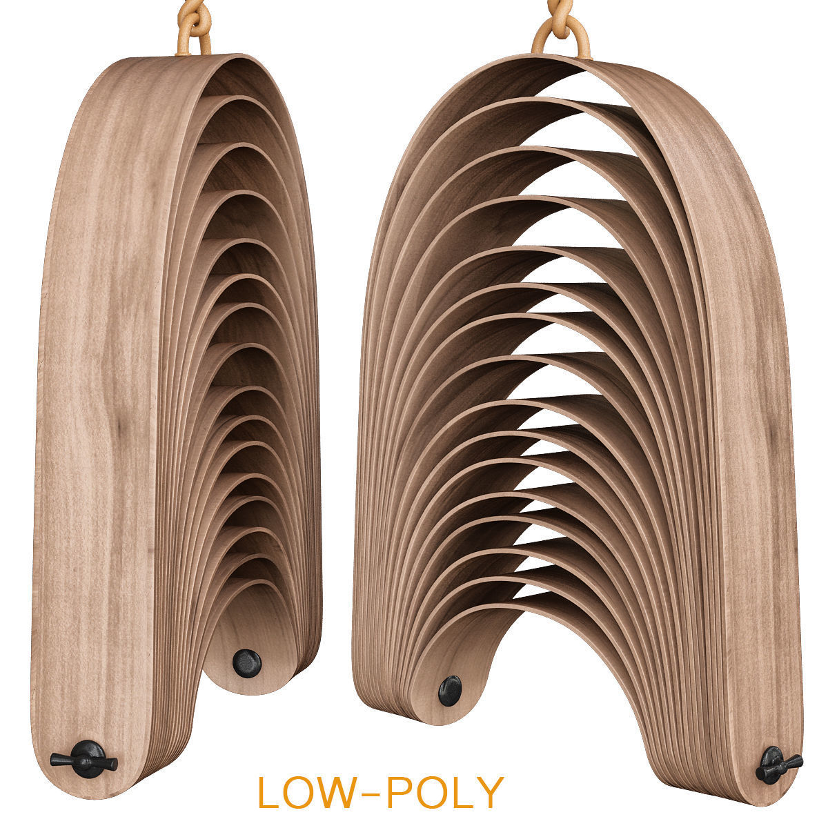 Armchair collection low poly 3d model - chair with wooden legs Low-poly 3D model_3