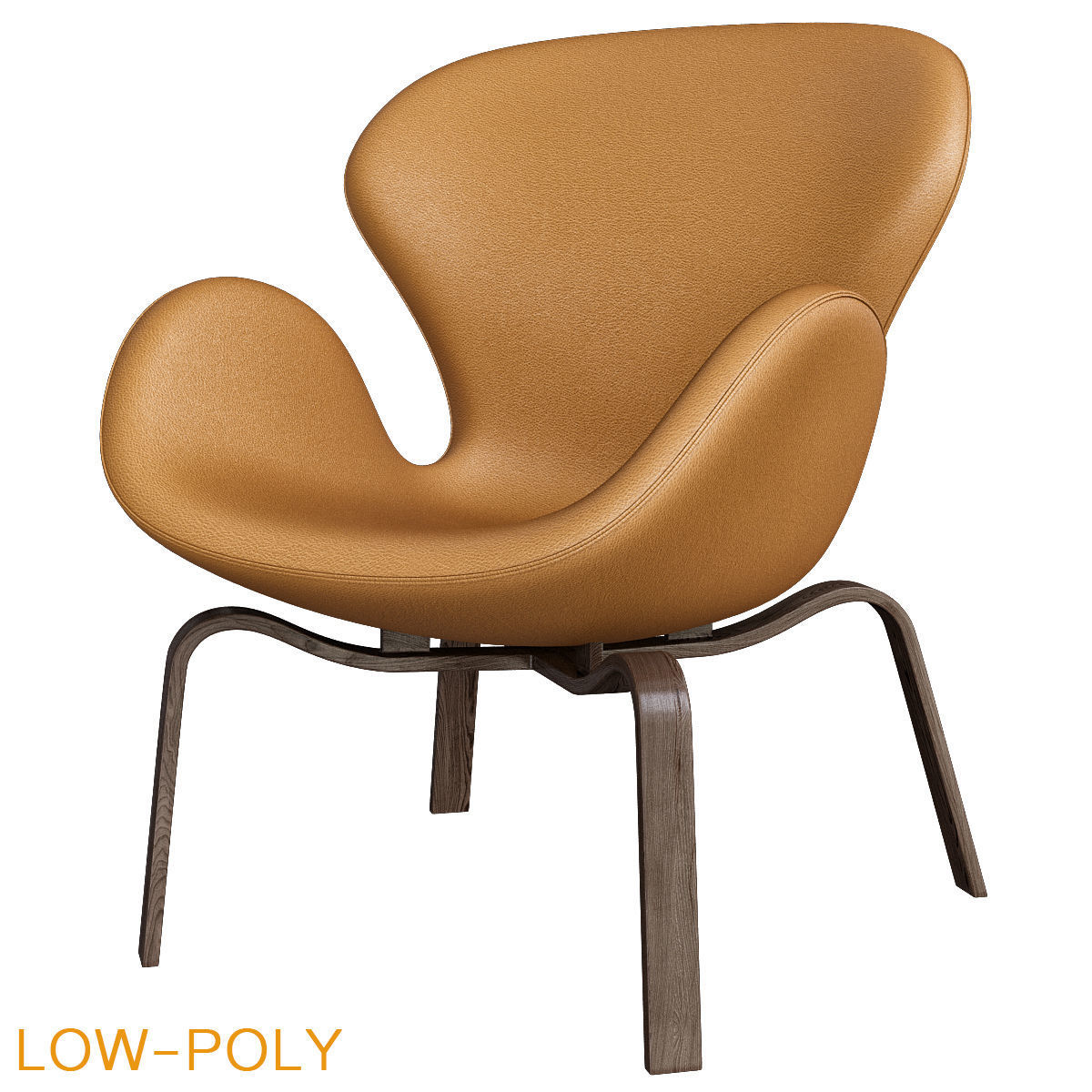 Armchair collection low poly 3d model - chair with wooden legs Low-poly 3D model_18