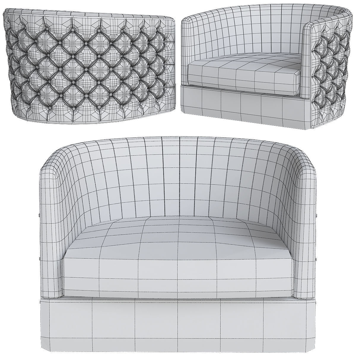 Armchair collection low poly 3d model - chair with wooden legs Low-poly 3D model_4