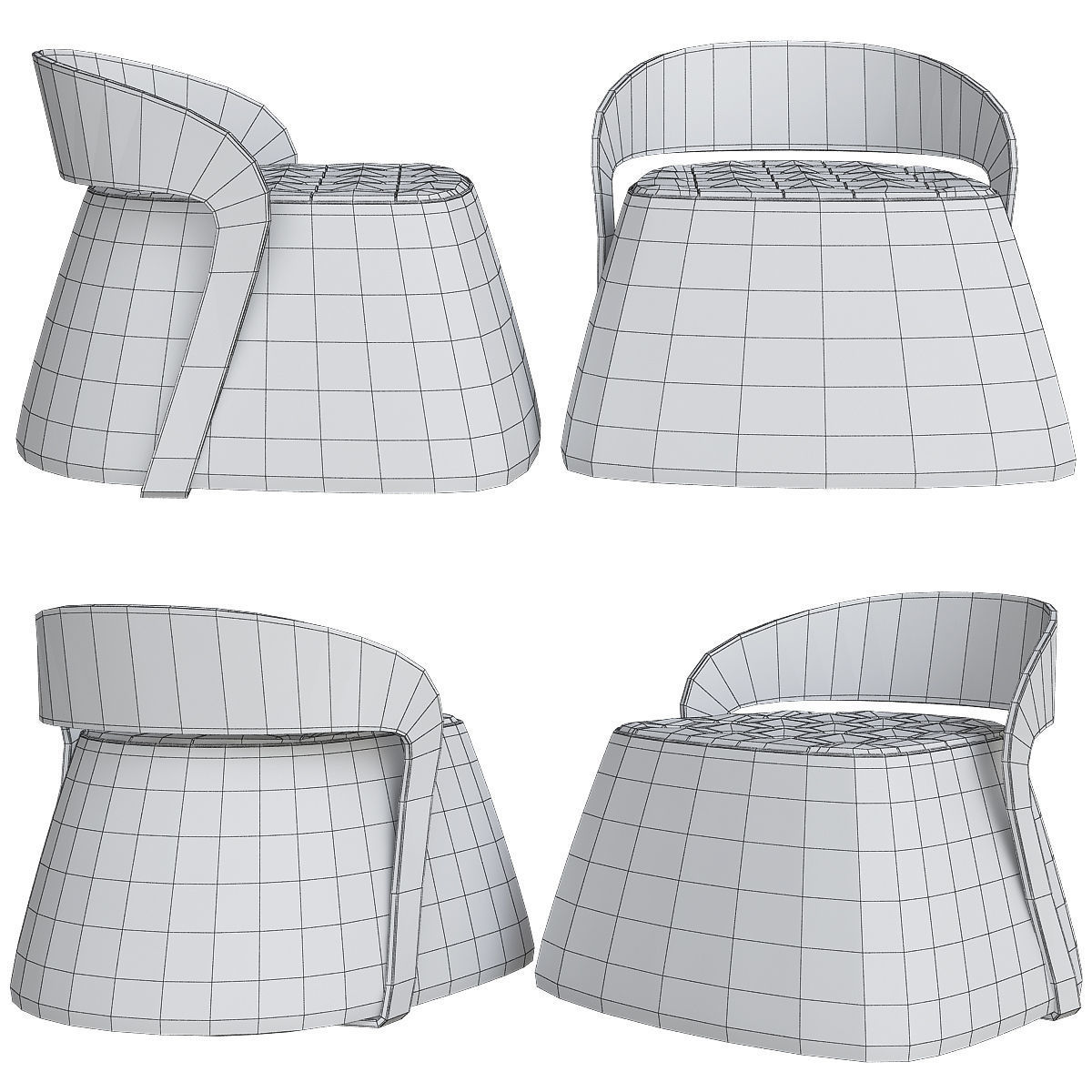 Armchair collection low poly 3d model - chair with wooden legs Low-poly 3D model_16