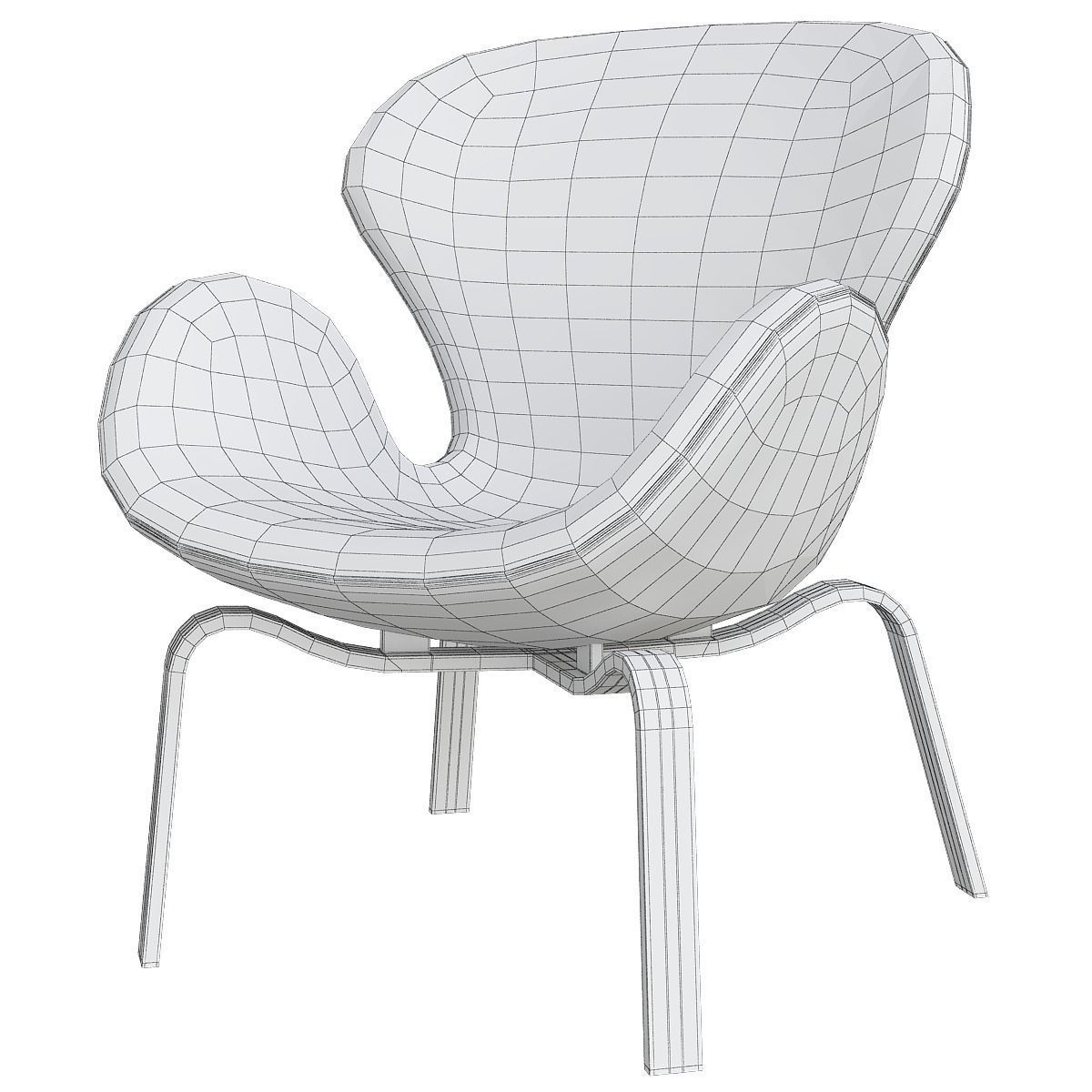 Armchair collection low poly 3d model - chair with wooden legs Low-poly 3D model_19