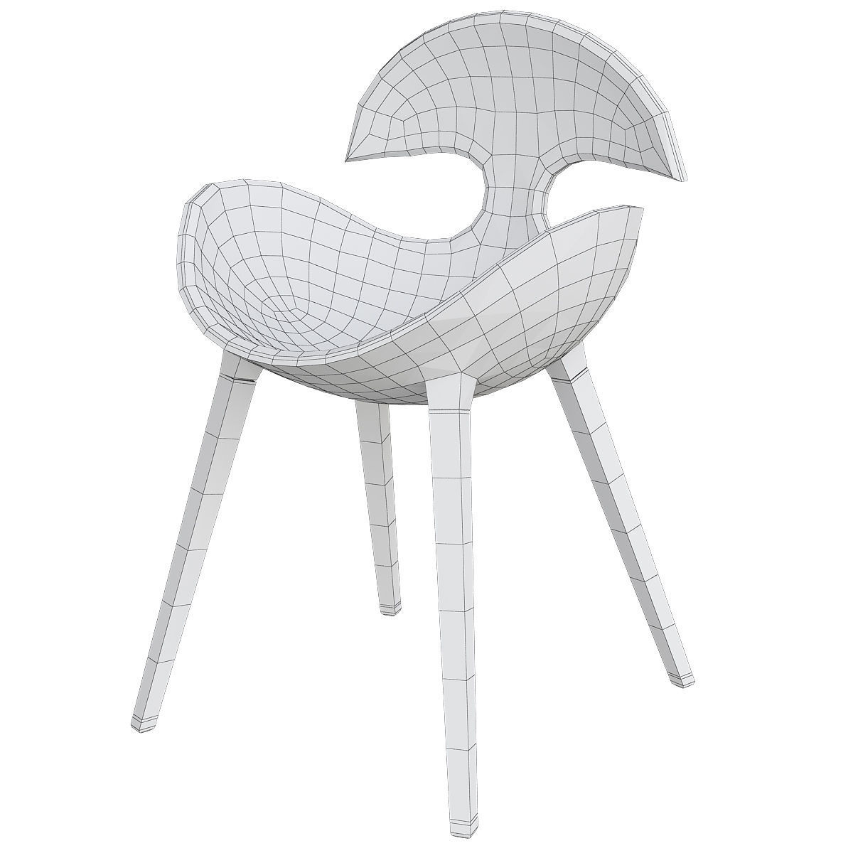 Armchair collection low poly 3d model - chair with wooden legs Low-poly 3D model_12