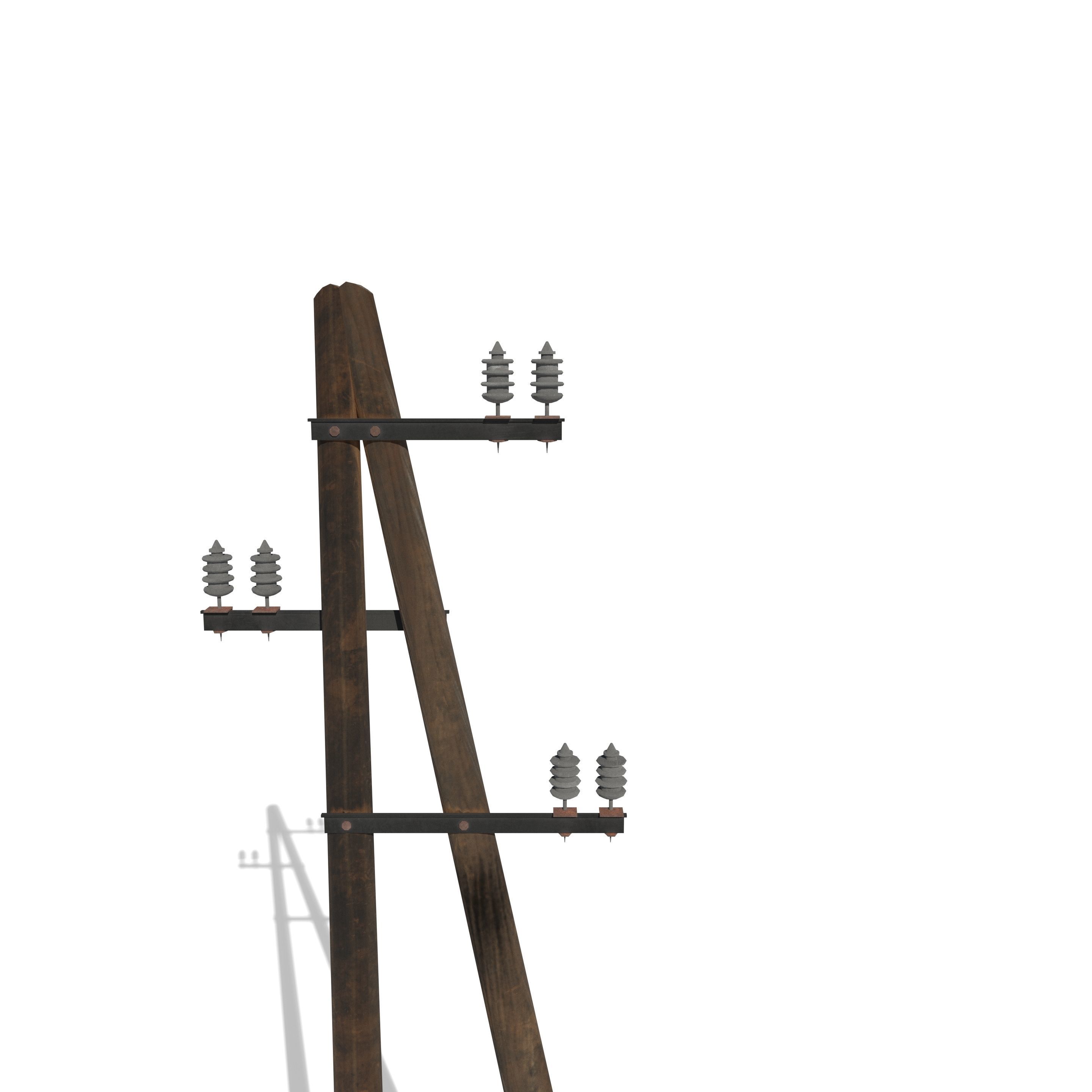 Electricity Pole 10 Low-poly 3D model_6