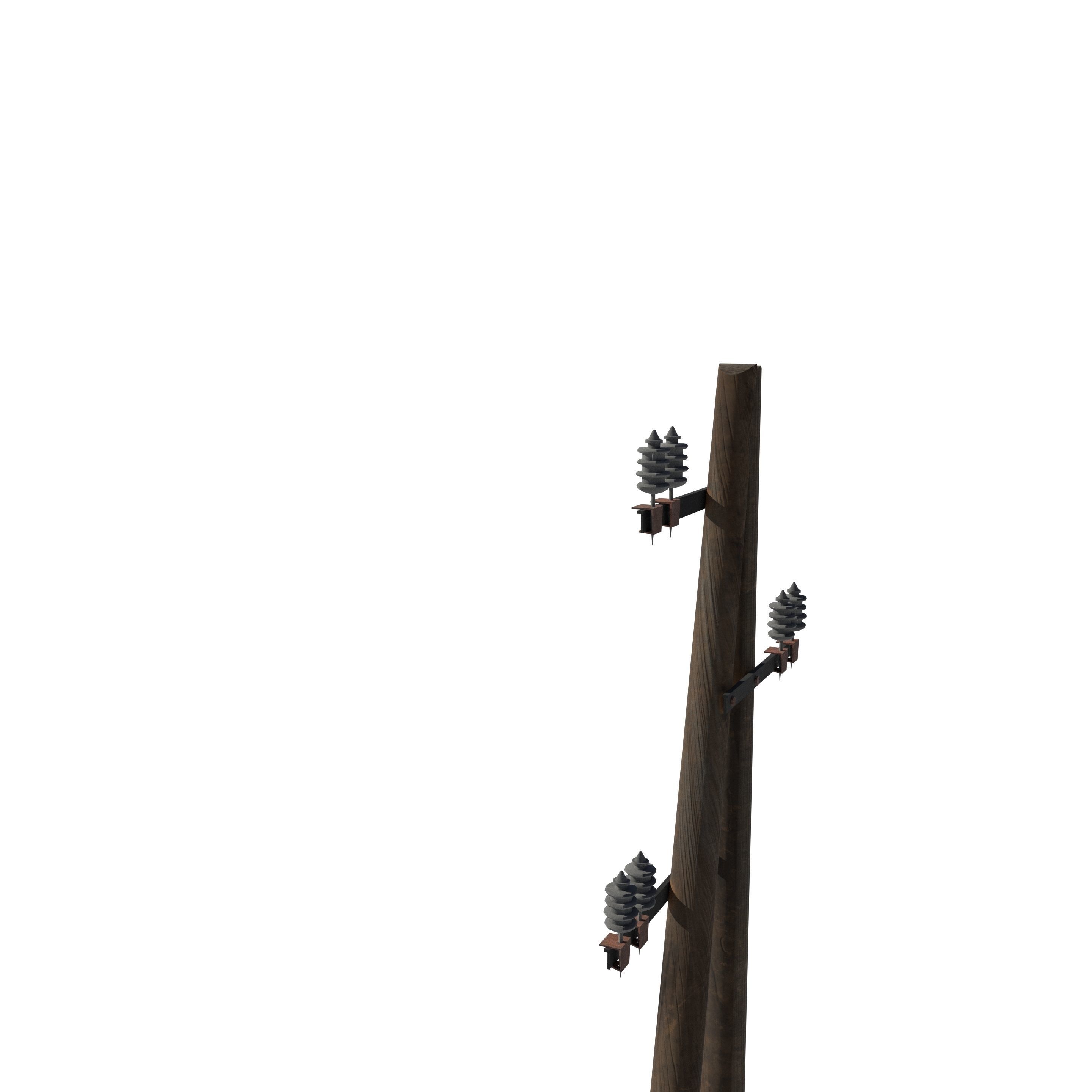 Electricity Pole 10 Low-poly 3D model_4