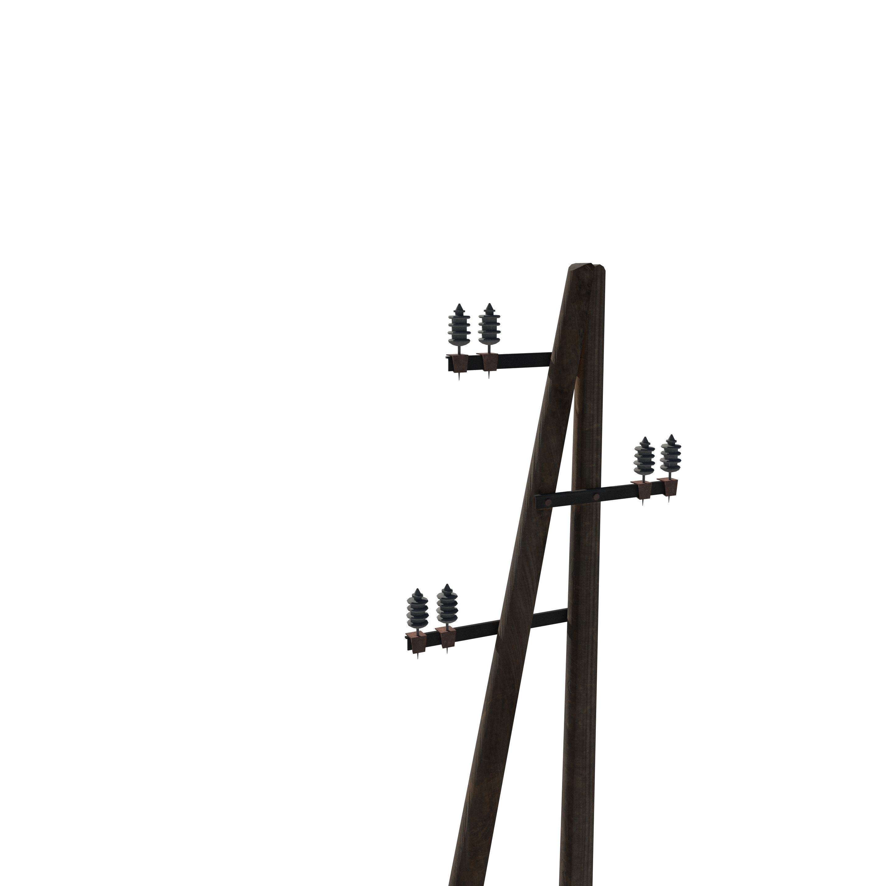 Electricity Pole 10 Low-poly 3D model_3