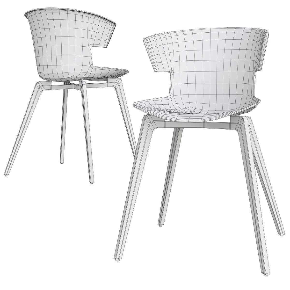 Chair collection low poly 3d model - dining Low-poly 3D model_8