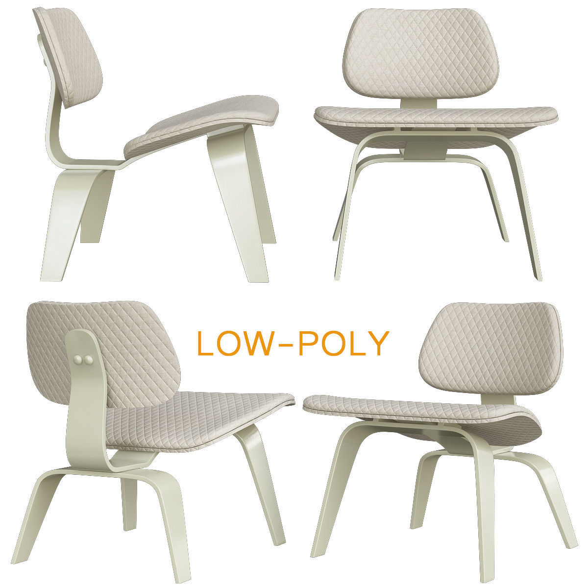 Chair collection low poly 3d model - dining Low-poly 3D model_13