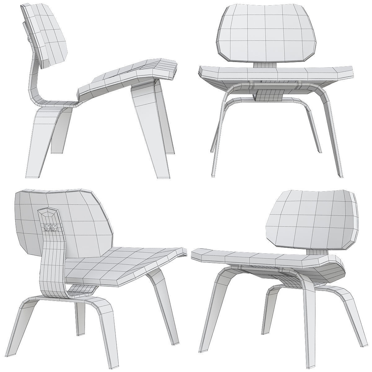Chair collection low poly 3d model - dining Low-poly 3D model_12