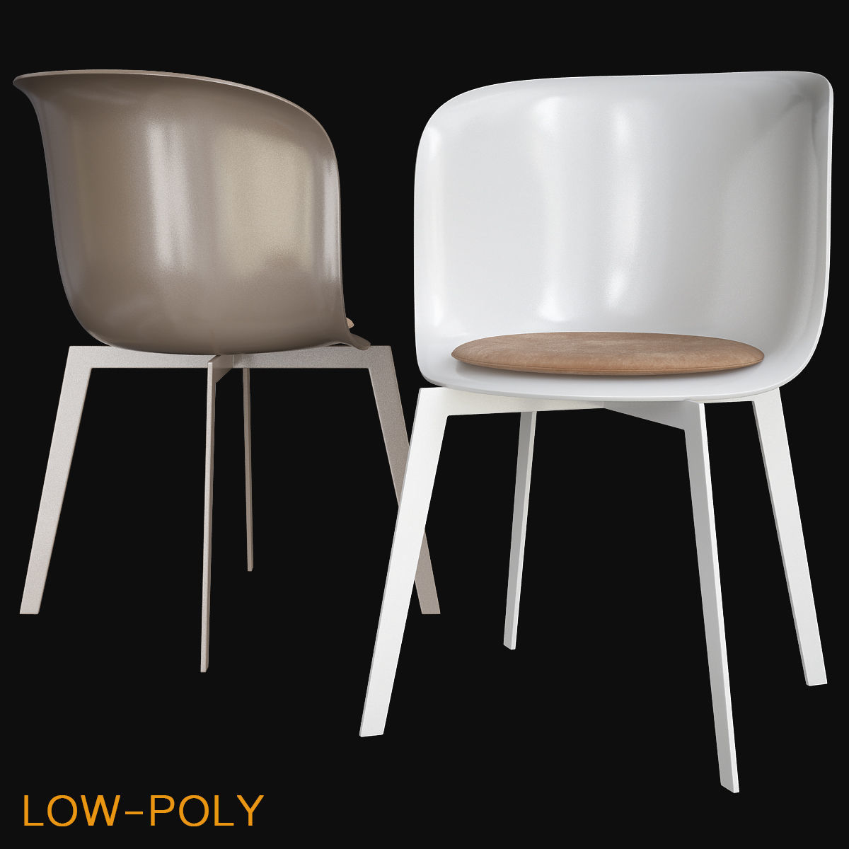 Chair collection low poly 3d model - dining Low-poly 3D model_14