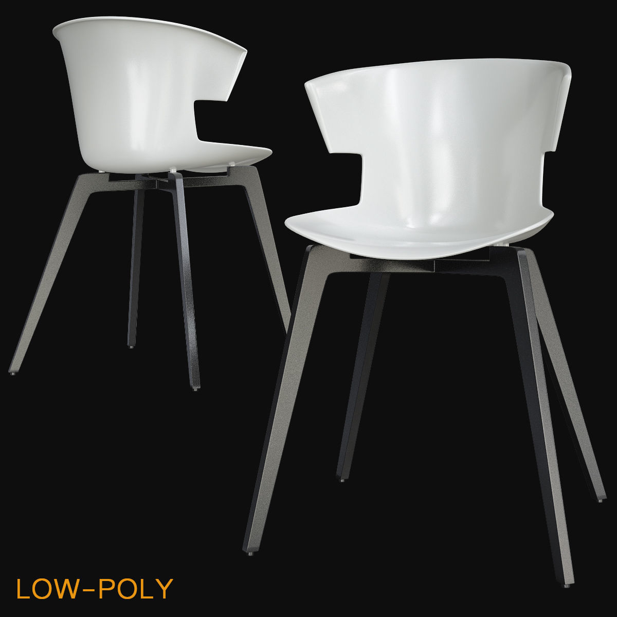 Chair collection low poly 3d model - dining Low-poly 3D model_9