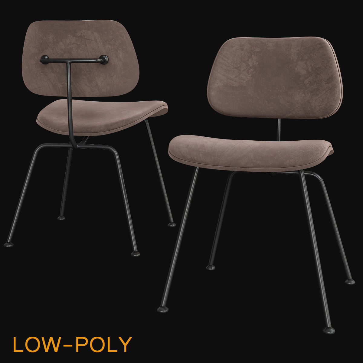 Chair collection low poly 3d model - dining Low-poly 3D model_10