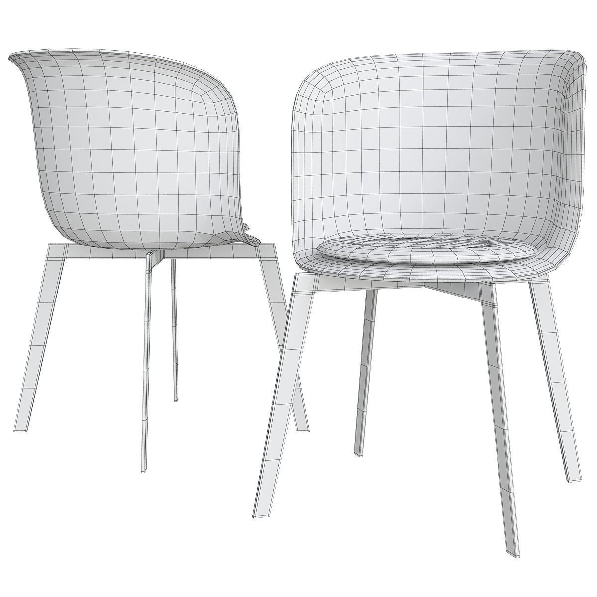 Chair collection low poly 3d model - dining Low-poly 3D model_15