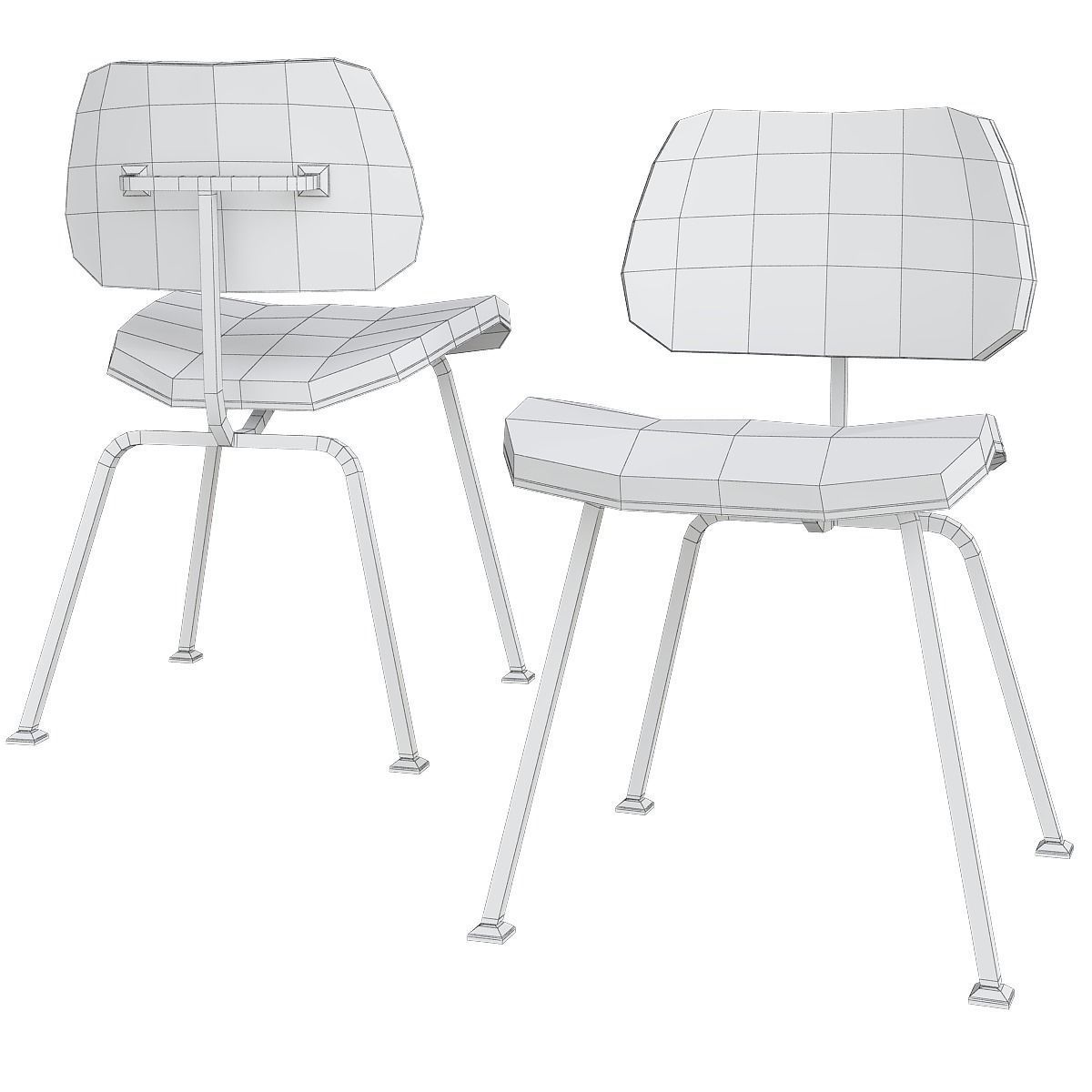 Chair collection low poly 3d model - dining Low-poly 3D model_11