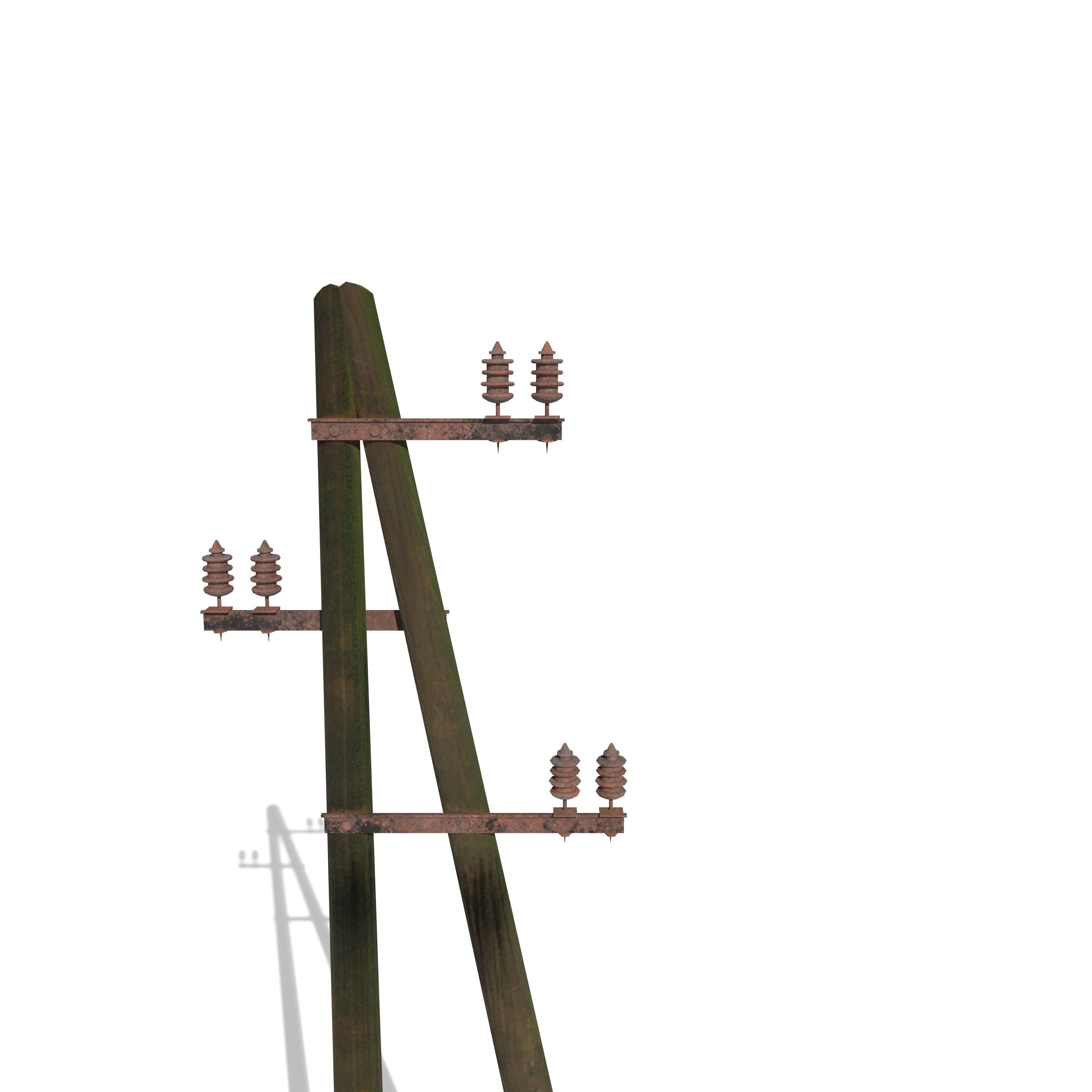 Electricity Pole 10 Weathered Low-poly 3D model_6