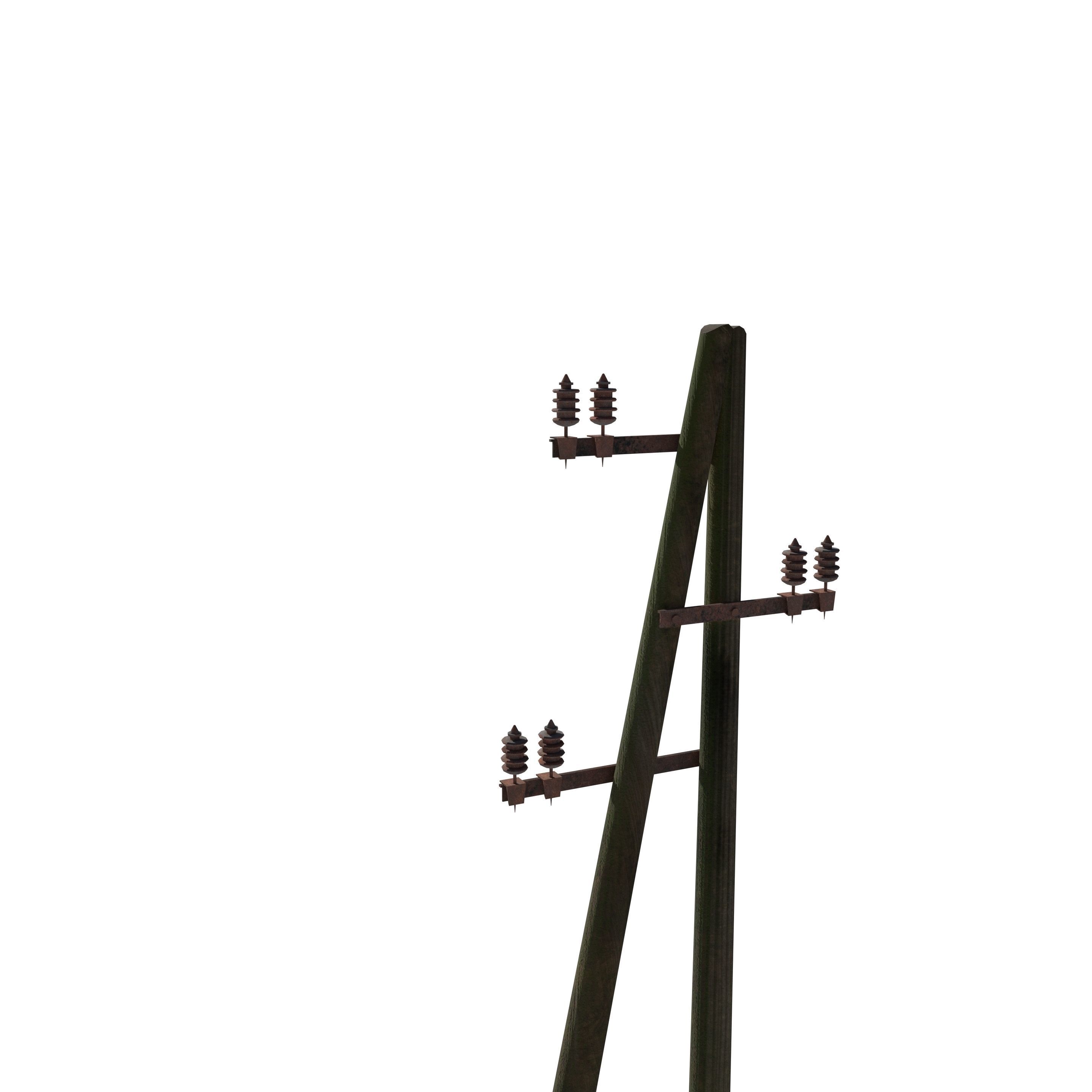 Electricity Pole 10 Weathered Low-poly 3D model_3