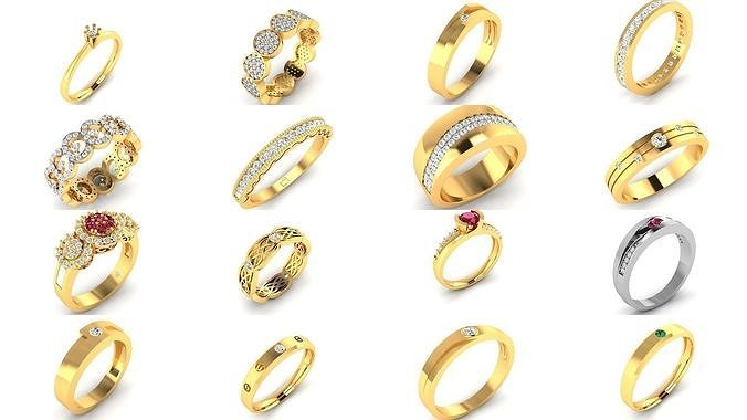 375 Women Band Ring 3dm render detail bulk collection  