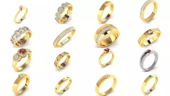 375 Women Band Ring 3dm render detail bulk collection 