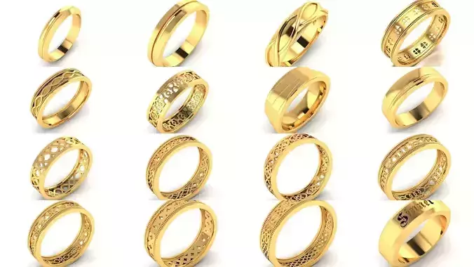 85 Plain gold Women Band Ring 3dm render detail