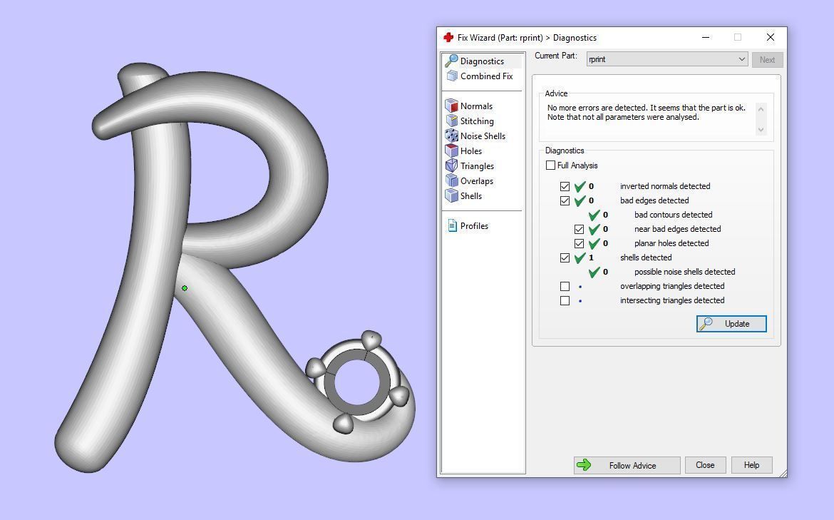 Pendant R initial gold with diamond 3D print model_5