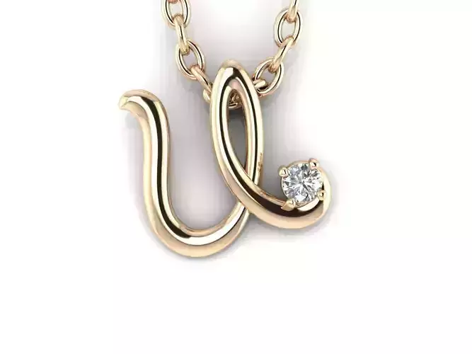 Pendant U gold with diamond