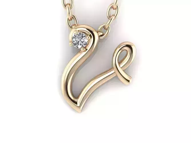 Pendant V letter gold with diamonds
