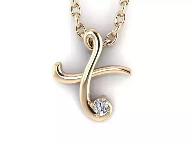 Pendant X letter f in gold
