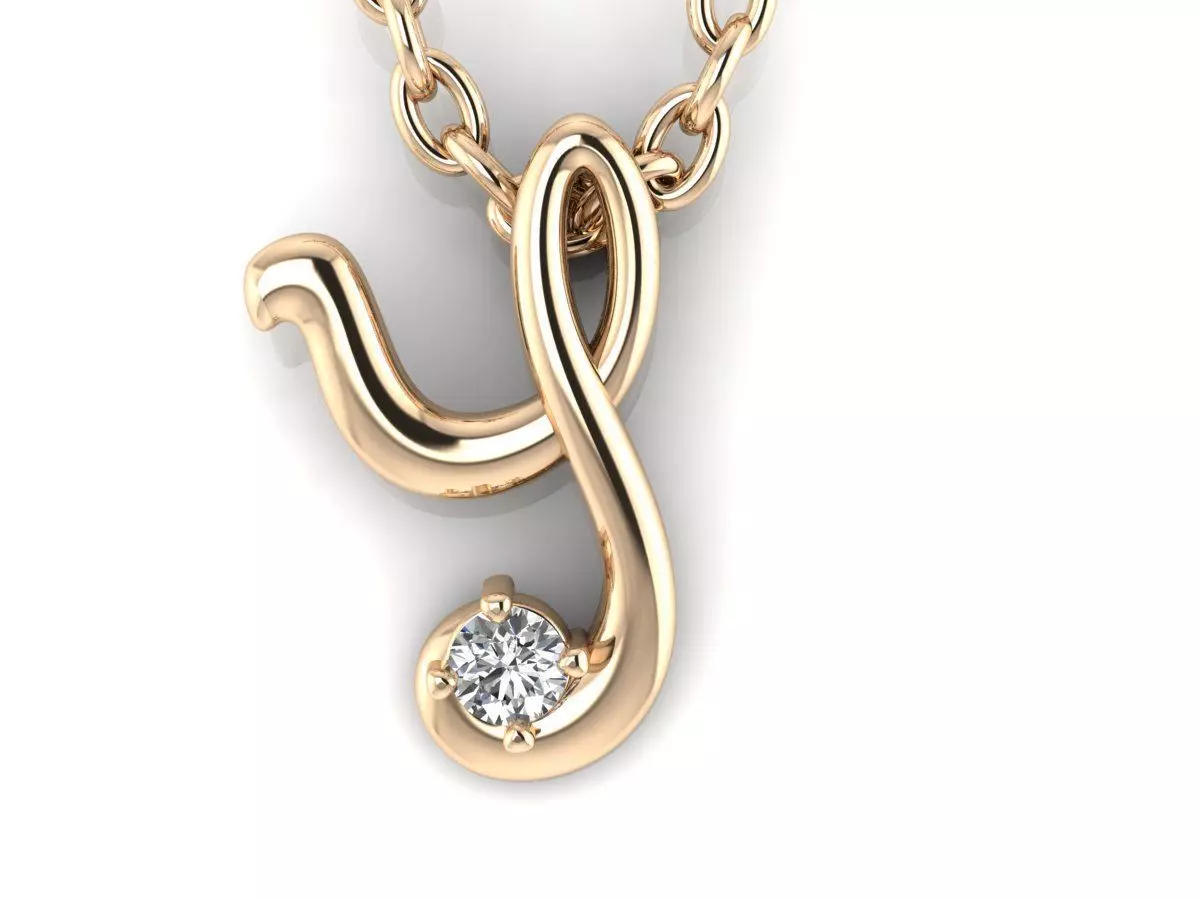 Pendant Y infinity with diamond 3D print model_0