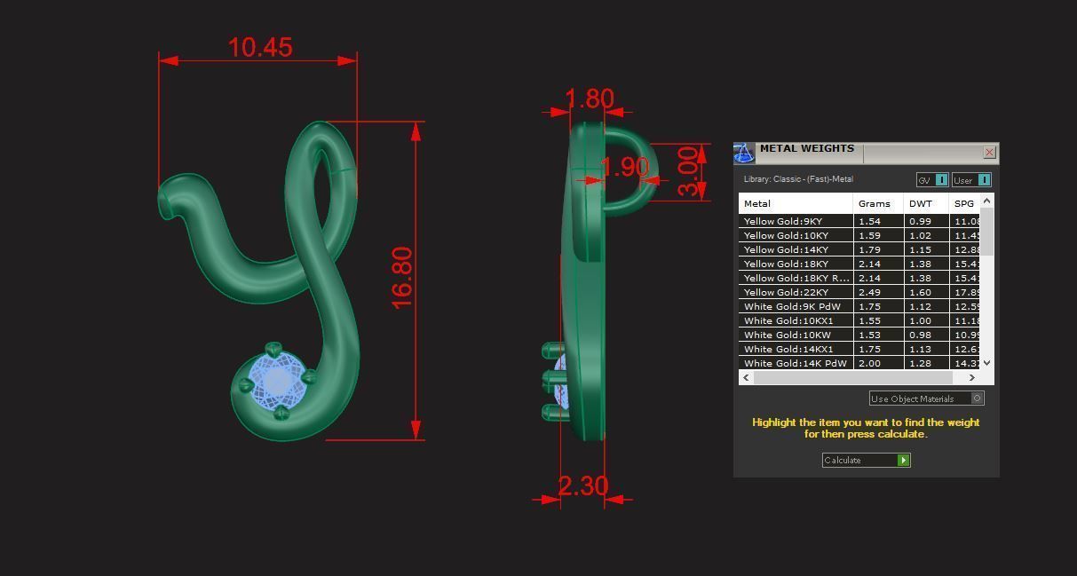 Pendant Y infinity with diamond 3D print model_6
