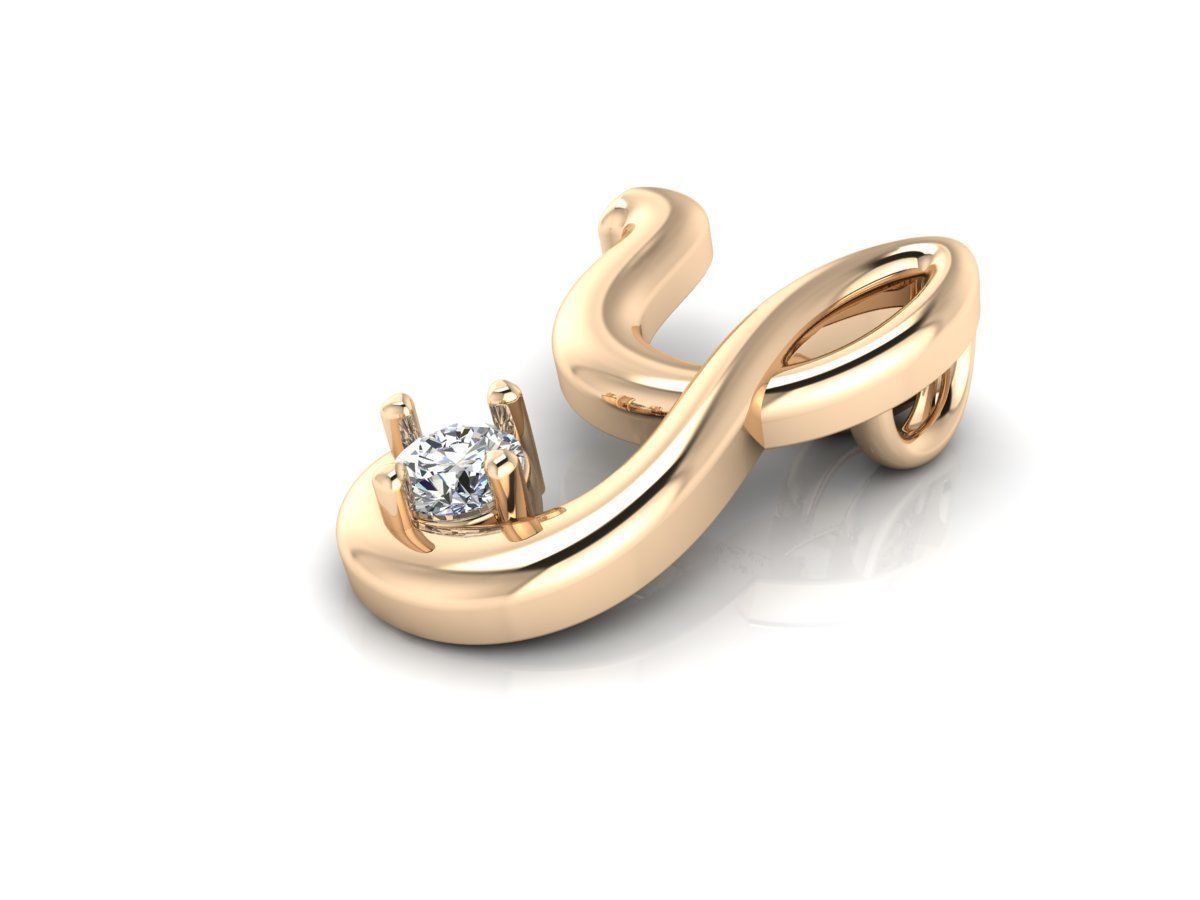 Pendant Y infinity with diamond 3D print model_2